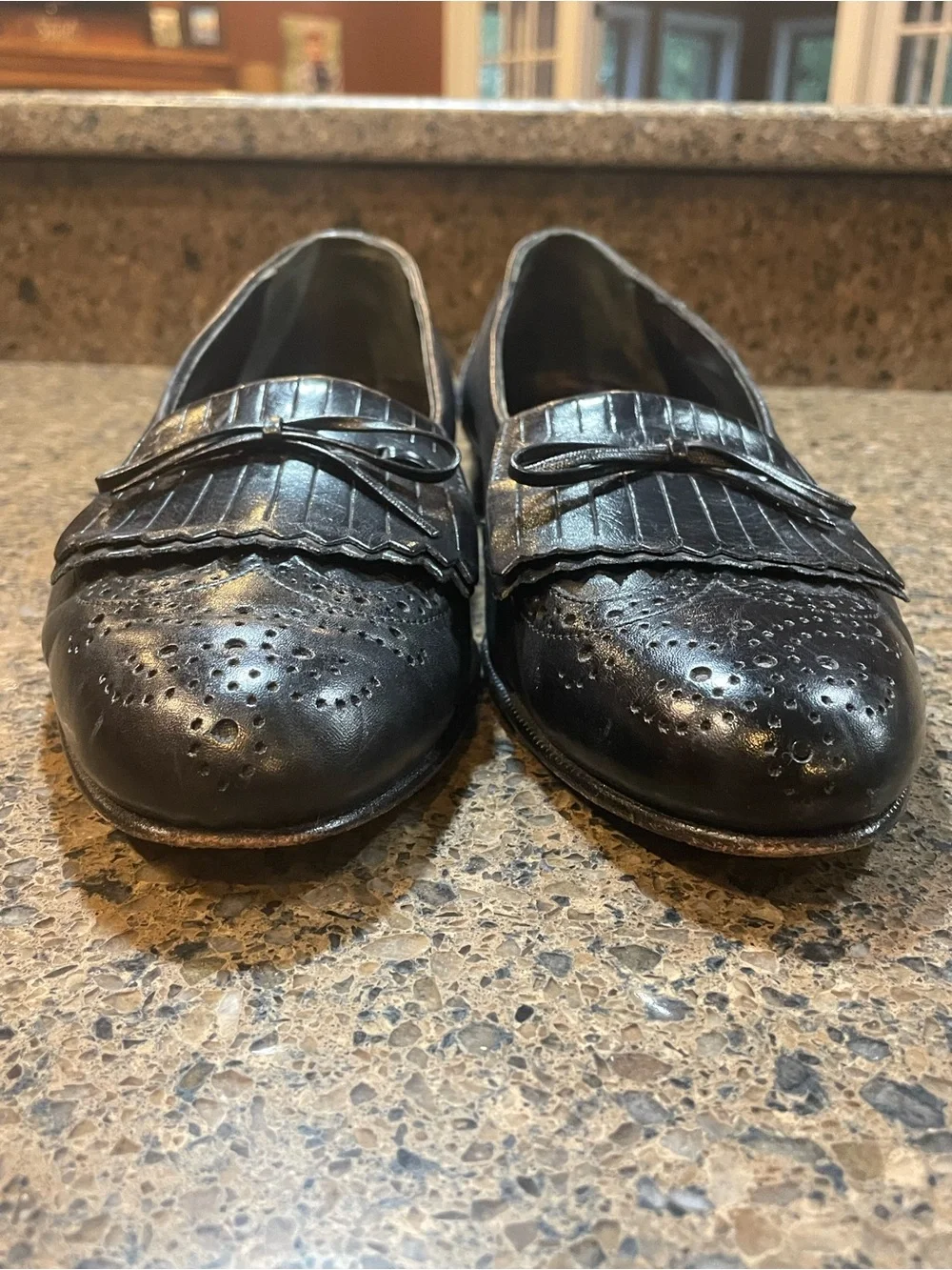 Stanley Blacker Smart Casual Italian Black Leather Kiltie Tassel Loafers Sz 9.5